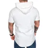 Erkek Tişörtleri 2023 Yaz Erkekler Kapşonlu T-Shirtler Sıradan Katı Gevşek Üstler Hip Hop Sokak Giyim Kısa Kollu Erkek Spor Giyim