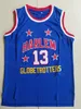 Harlem Globetrotters Moive Wilt Chamberlain Jersey 13 Basketball College University Brodery and Sying Blue Color Team för sportfans andningsbara man NCAA