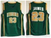 Irish St. Vincent Mary Jersey School High School Lebron James 23 Shirt College for Sport Fans University Teptastable Team Green Brown White Man NCAA