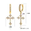 Stud Earrings Shiny Cross Zirconia Gold Sliver Color Drop Earring For Women/Men Elegant Party Wedding Jewelry