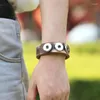 Charm Bracelets Snap Buttons DIY Men Bracelet Brown Retro Fit For Findings Top Quality Leather