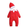 Completi di abbigliamento Pile Babbo Natale Abiti nati Tuta invernale Neonato Pagliaccetti Cappello 2 pezzi Tute Pigiami Tute Costumi di Babbo Natale Pigiami