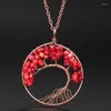 Pendant Necklaces 7 Chakra Tree Of Life Necklace Copper Crystal Natural Stone Quartz Stones Reiki Pendulum Pendants Women Gift