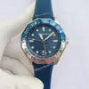 Orologio da uomo con movimento automatico 43 mm Lunetta bicolore argento blu Quadrante luminoso Corona a vite Orologio da polso con cinturino in metallo