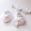 Akcesoria do włosów 2PCS/SET Prezent Śliczny kwiat Baby Girl Headband Socks Bawełniany koronkowy łuk urodzony księżniczka