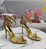 Italy Design Polished Sandals Shoes Women Rhinestones Studs Patent Leather Gold Silver Black High Heels Party Dress Wedding Lady Sexy Walking EU35-43