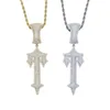 Chains Pendant Necklaces Hip Hop Full Paved Iced Out Bling 5A Cubic Zirconia Letter Charms Cz Cross Sword Pendant Necklace For Men Boy Rock JewelryChains