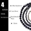 Strand Pietra lavica Roccia Lupo Arenaria blu Cavaliere cavo Bracciale da uomo intrecciato Gioielli da polso vichingo spartano medievale Steampunk Hippie