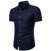 Men's Casual Shirts M-5XL Dot-Print Business Casual Shirts for Summer Short Sleeve Regular Large Size Formal Clothing Mens Office Button Up Blouses 230329