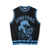 Men's Vests College Knitted Vest Sweaters Men Women Street Hip Hop Casual Band Cartoons Anime Pattern O-neck Sleeveless Sweaters Tops 230329