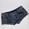 Shorts pour femme rétro Ultra déchiré taille basse string Denim avec poches fermeture éclair latérale Mini court femme jean Feminino discothèque 230329