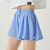 Womens lu Shorts Sport Yoga Skirts Running Shorts Solid Color Gril Tennis Skirt Anti Exposure Fitness Short Skirt LL709