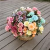 Decorative Flowers 33cm Artificial Plastic Peony Rose Flower Bridal Bouquet Wedding Decor Fake 7 Fork Mini Silk Romantic Home