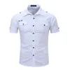 Casual shirts voor heren aankomen Heren Cargo Shirt Men Casual Shirt Solid Shirts Multi Pocket Work Shirt Plus Size 100% Cotton 230329