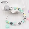 Baby Teethers Toys DIY Silicone Baby Nipple Clip Personalized Name Bow Nipple Chain Baby Tooth Soothing Chewing Toy Dummy Clip Shower Gift 230329