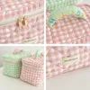 Cosmetische tassen tas dames plaid make -up case organisator brief borduurwerk pouch reis toiletrie roze grote schoonheid roze schoonheid