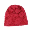 Lace Flower Women's Beanie Hats 2023 Spring Summer Head Hood Breathable Hollow Turban Hats Pregnant Solid Women Cap Bonnet Femme