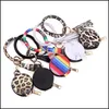 Party Favor NewColorf Pu Leather Tassels Armband Keychain Wristlet Sunflower Leopard Earphone Påsar Makeup Bag With Mirror Keyring DH2GD