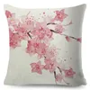 Oreiller aquarelle rose fleur de pêcher couverture décor dessin animé plante arbre étui pour canapé maison voiture Polyester taie d'oreiller 45x45 cm