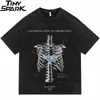 Heren T-shirts Hip Hop Gewassen T-shirt Mannen Streetwear Vlinder Skelet Gedrukte T-shirt Harajuku Katoen Casual Zomer Korte Mouw t-shirt 230329