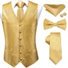 Heren Vesten Hitie Brand Silk Red Blue Green Gold Waistcoat Tie Bowtie Hanky ​​Cufflinks Set Taille Jacket for Men Men Wedding Office 230329