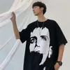 メンズTシャツシックなヨーロッパとアメリカンウィンドネットレッドファッション印刷ヒップホップショートスリーブインシングブランド愛好家ハーフスリーブ