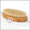 Bath Brushes Sponges Scrubbers Body Brush Natural Boar Bristle Organic Dry Skin Bamboo Wet Back Shower Brushes Exfoliating Bathin Dhgsv