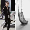 Evening Bags Fashion Silver Metal Sequins Women Shoulder Designer Metallic Chains Crossbody Bag Luxury Party Small Purses 230329