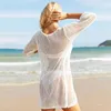 Damen Blusen Plus Size Crochet Bikini Cover Up mit Fransenbesatz Damen Sexy Hohl Tunika Strandkleid 2023 Sommer Badeanzug Beachwear