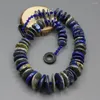 Choker guaiguai biżuteria naturalna niebieska lapis lazuli kółko kształtowy łańcuch wież