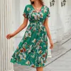 Casual Dresses Floral Maternity For Women Fashion The Waist Print Dress V Summer With Pockets