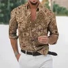 Мужские повседневные рубашки модные мужские рубашки Негабаритная повседневная рубашка этническая цветочная ацтек принт с длинным рукавом топы мужская одежда винтажные кардиганские блузки W0328