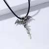 Pendant Necklaces Fashion Trend Flying Dragon Sword Necklace Men's Jewelry Glow In The Dark Halloween