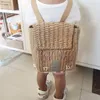 Backpacks Kawaii Double Shoulder Woven Bag with Handheld Woven Childrens Backpack 230329