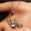 Pendentif Colliers Mode Fille Chien En Acier Inoxydable Chaîne Collier Pour Femmes Argent Couleur Famille Pendentifs Bijoux Collares Mujer N74S07