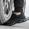 Klänningskor Black Safety Men Air Cushion Work Man Puncture Proof Steel Toe Intestructible Footwear Light Sneakers 230329