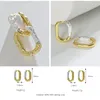 Hoop Earrings Kinel Authentic 925 Sterling Silver & Gold Double Color Simple For Women Fashion Geometric Fine Daily Jewelry