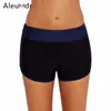 Damen-Bademode Aleumdr Schwarz-weiß gestreifte Trimm-Badeshorts LC410794