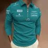 Herrpolos herr polos Aston Martin Team Green Longsleved Polo Spanish R Large Size Lapel Clothing L2402