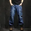 Men's Jeans Idopy Multi-pocket Cargo Men's Jeans Loose Straight Large Size 29-46 Military Army Denim Pants Trousers 230329