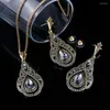 Halsbandörhängen Set Neovisson Fashion Style Retro Gold Color Crystal Earring Böhmen smycken för aristokratiska kvinnor kläder accessorie