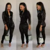 Women's Jumpsuits AHVIT Style Bright Silk Fashion Women Jumpsuit Stand Collar Front Zipper Long Sleeve Belted Party Nightclub Romper B9140