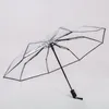 Ombrelli per uomo e donna, ombrello trasparente completamente automatico, rete rossa, piega ispessita in fibra POE per studenti