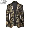 Costumes pour hommes Blazers Automne / Hiver Veste de costume pour hommes Manteaux d'impression de fleurs classiques Banquet Chanteur Scène Hôte Robe de soirée Costume Homme Slim Fit Blazer 230329