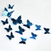 Naklejki ścienne 12PCS 3D Butterfly Mirror Naklejki ścienne Motyle naklejka ścienna zdejmowane majsterkowanie sztuki ścienne wystrój ślubny do dekoracji domu 230329