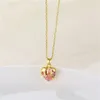 Pendant Necklaces Women Jewelry Party Collarbone Chain For Accessories Premium Red Heart-Shaped Zircon Gold Color Necklace