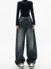 Dames jeans hoge taille dames jeans Harajuku retro bf streetwear all-match losse mode dames breedbeen denim broek 230329