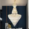 Europeiska lyxiga kristallkronkronor ledde American Modern Chandeliers Lights Fixture Luxury Home Villa Loft Stairs Way Hall Lobby Droplight Luster Lamparas