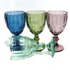 Vintage Embossed Coloured Wine Glasses with Stem Pressed Pattern Glass Water Goblet for Party Wedding Rentals