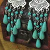 Dangle Boucles D'oreilles En Forme De Goutte Turquoise Gland Pendentif Long Pour Les Femmes Antique Bohème Ethnique Gypsy Tribal Bijoux